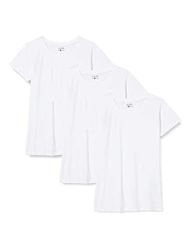 berydale Damen T-Shirt mit Rundhalsausschnitt aus 100% Baumwolle, Weiß (3er Pack), S