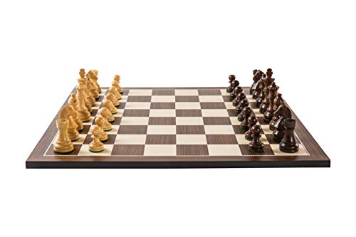 Holz-Leute Schachset Cassia - Schachbrett & Schachfiguren gewichtet - Feld 50 - Intarsie