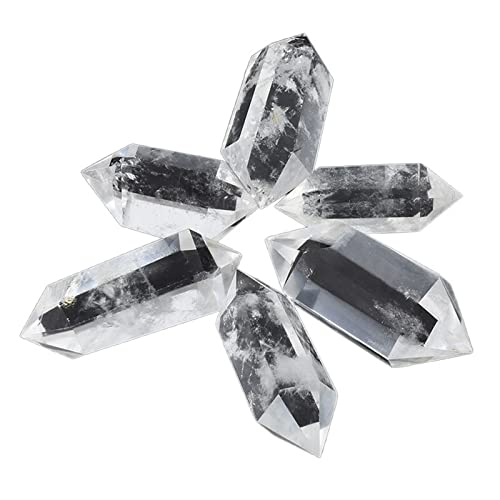 MIUXE 1pc 3-8cm natürlicher weißer Fluorit-Kristall-Quarz-Kristall-Stein-Punkt-sechseckiger Zauberstab-Stein ZAOQINIYIN (Color : Transparent, Size : 4-5cm)