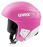 uvex race + - Skihelm für Damen und Herren - optimierte Belüftung - erweiterbar mit Kinnbügel - pink-white matt - 53-54 cm