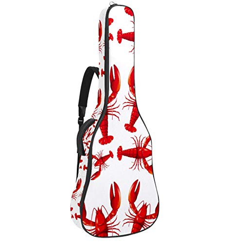 Gitarrentasche mit Reißverschluss, wasserdicht, weich, für Bassgitarre, Akustik- und klassische Folk-Gitarre, rotes Hummer-Muster