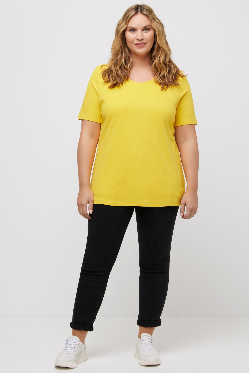 Große Größen Shirt, Damen, gelb, Größe: 54/56, Baumwolle, Ulla Popken