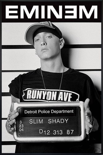 Close Up Eminem Poster Verbrecherkartei (93x62 cm) gerahmt in: Rahmen schwarz