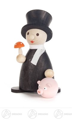 Rudolphs Schatzkiste Miniatur Glücksbringer mit Schweinchen Höhe ca 8 cm NEU Erzgebirge Weihnachtsfigur Holzfigur