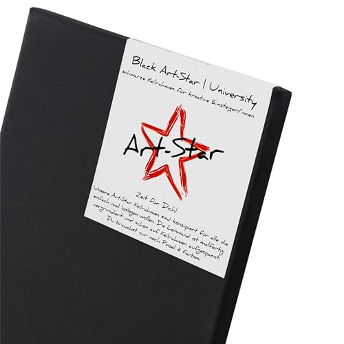 Art-Star | 1x Black University KEILRAHMEN | 1 Schwarze Leinwand auf Keilrahmen | Leinwandtuch vorgrundiert, malfertige bespannte rechteckige Keilrahmen mit Leinwand zum bemalen | Format: 70x100cm