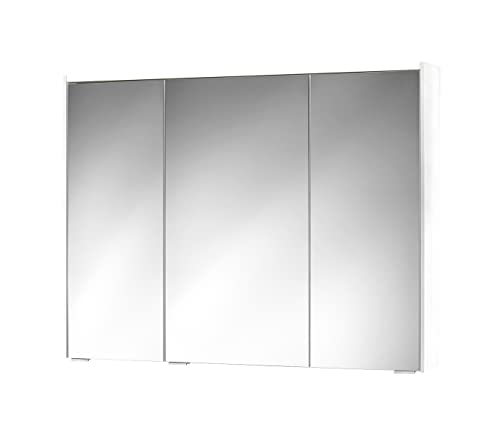 Sieper Spiegelschrank KHX mit LED Beleuchtung 100cm breit, Badezimmer Spiegelschrank aus MDF | Holzdekor Weiß