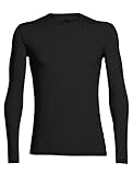 Icebreaker Herren Merino Wolle Anatomica Langarm Crewe T-Shirt - 150 Ultraleichtes Material - Schwarz, M