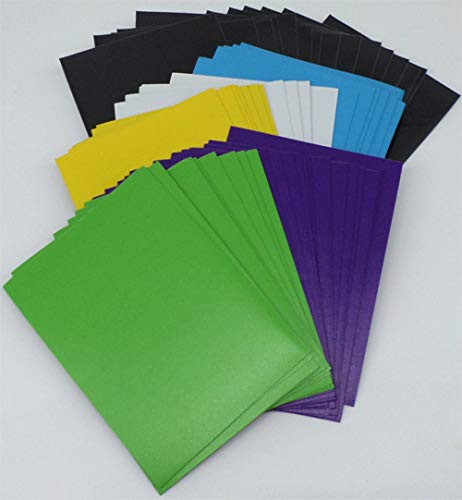 docsmagic.de 5 x 100 Premium Bi-Color Card Sleeves Mat Light Blue Green Yellow White Purple / Black Standard Size 66 x 91 Kartenhüllen Schwarz