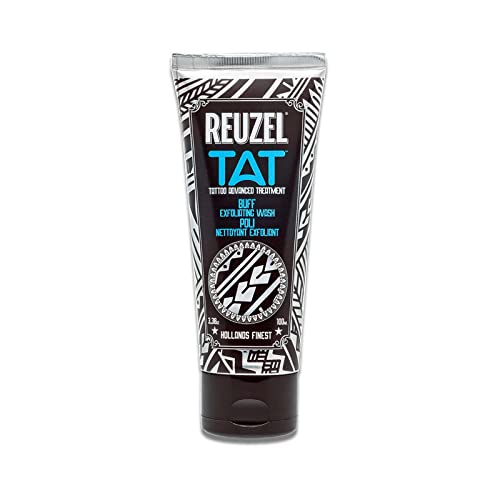 Reuzel Buff Exfoliating Wash - Scrub for Tattoos - Rapidly Exfoliates Dead Skin - Soothes and Conditions - Gives Color More Vibrancy - Vegan Formula - Sulfate and Paraben Free - 100 ml