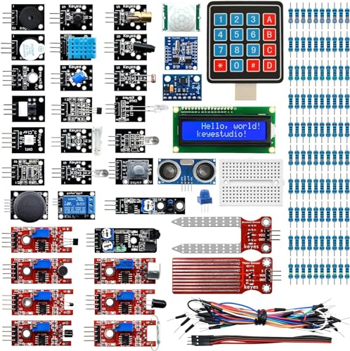 KEYESTUDIO 37 in 1 Sensormodul Kit kompatibel mit Arduino IDE, Raspberry Pi, elektronisches Starter Kit für Anfänger geeignet