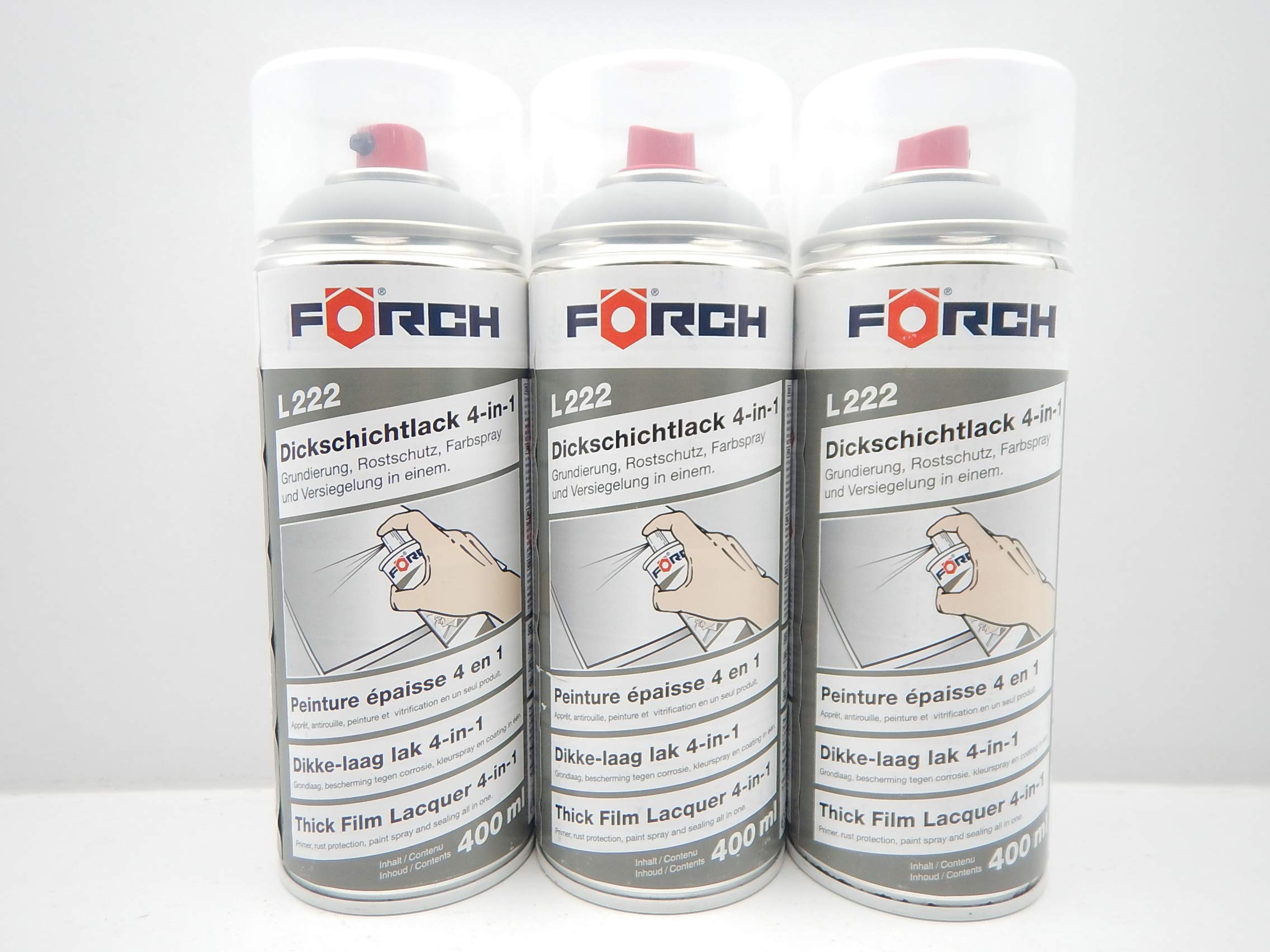 FORCH 4 in 1 RAL 7040 FENSTERGRAU GRAU DICKSCHICHTLACK Lack Spray SPRAYDOSE 400ML (3)