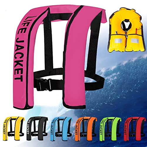 Verstellbare Aufblasbare Schwimmweste Für Erwachsene, Damen/Herren Schwimmhilfen Bequeme Schwimmweste Für Motorboot Bootfahren Kajakfahren Angeln Surfen Wassersport,One Size,Pink
