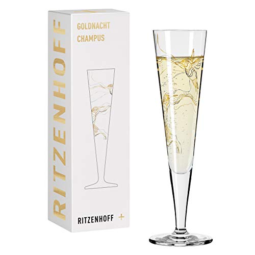 RITZENHOFF 1078278 Champagnerglas 200 ml – Serie Goldnacht Nr. 8 – Edles Designerstück mit Echt-Gold – Made in Germany
