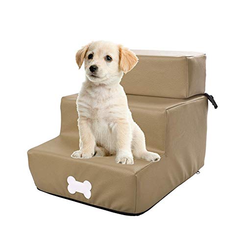 Kitabetty Pet Stairs, 3 Story für Katzen/Hunde, Portable Removable Washable Pet Leder Hundetreppe für kleine Hunde und ältere Hunde, 30 × 36 × 30 cm