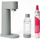 Mysoda Wassersprudler Set Woody aus erneuerbarem Biokomposit Material inkl. CO2-Zylinder und 1L Quick-Connect BPA-frei Plastikflasche (Pigeon)