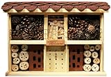 Insektenhotel Bausatz "Landhaus Komfort" für Wildbienen mit rotem Bitumen-Dach, 47 x 12,5 x 34 cm, Kiefer