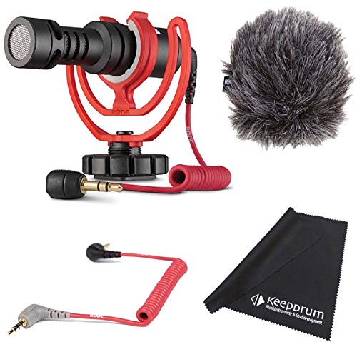 Rode Videomicro Kondensator Kamera Mikrofon Set + SC7 Anschlusskabel TRS 3,5mm –TRRS + keepdrum Mikrofasertuch