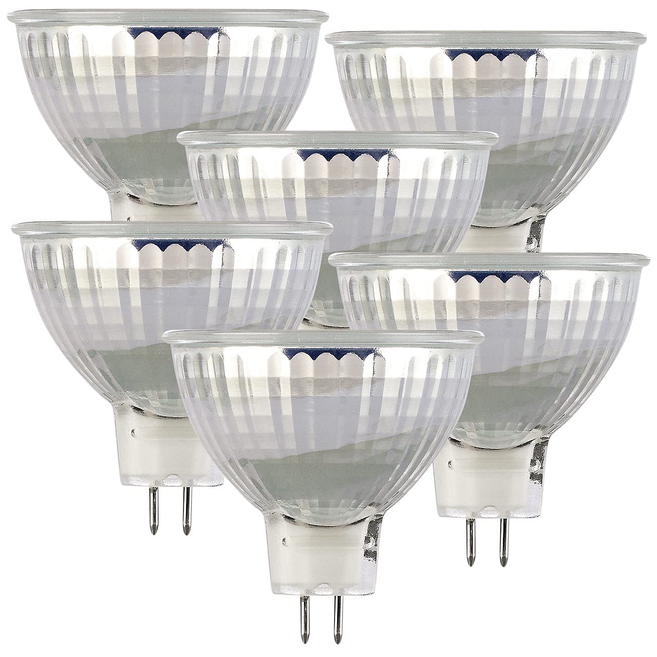 Luminea LED Gu5 3: 6er-Set LED-Glas-Spot, GU5.3, 6W (ersetzt 40W), 500lm, 3000K, warmweiß (GU 5.3 LED, LED-Leuchtmittel Warmlicht, Deckenlampe)