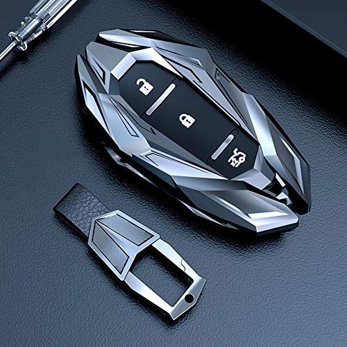 Hacreyatu Autoschlüssel Hülle kompatibel mit Chevrolet Cruze Spark Sonic Camaro Volt Bolt Trax Malibu Cruze Smart Key Autoschlüssel - Zinklegierung Schutzhülle Schlüsselhülle Cover (Silber)