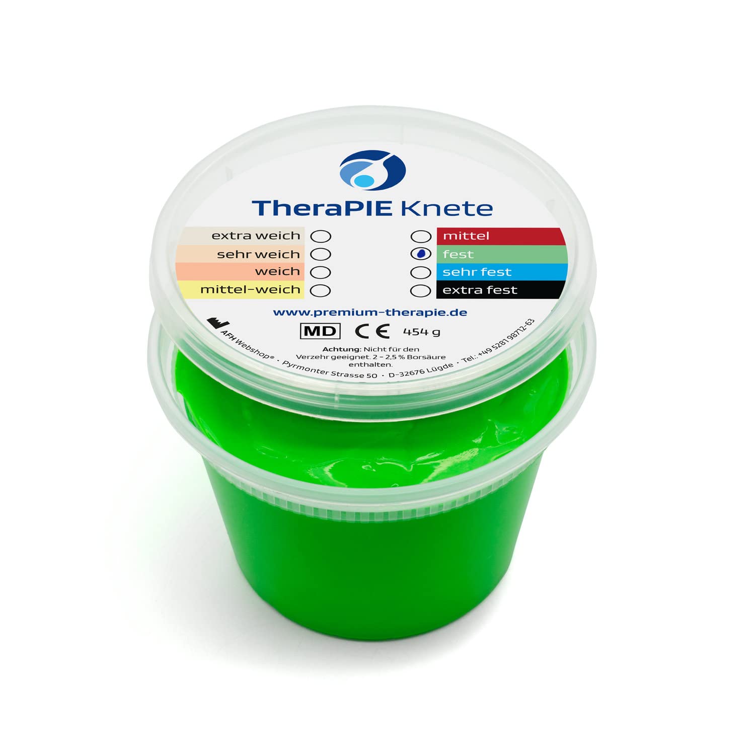 TheraPIE Knete | 454 Gramm (1 Pound) | Therapie Knetmasse | Stärke Widerstand: fest (grün)