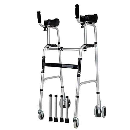Gehgestell, Gehhilfe, zusammenklappbar, 4-in-1-Stehhilfe mit Armlehnenpolster, 4-Rad-Rollator, gepolsterter Sitz, Mobilitätshilfen, höhenverstellbar, für erwachsene Senioren mit Behinderungen (2 Räd