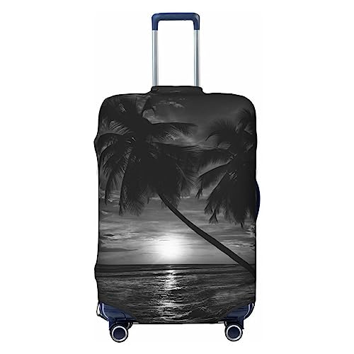 OPSREY Gepäckabdeckung, Motiv: Meer und Baum in der Nacht, elastisch, waschbar, Koffer-Schutz für 53,3–81,3 cm, Schwarz , XL