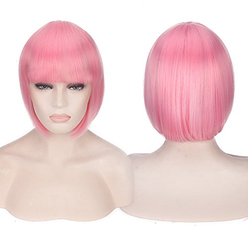anime wigs cosplay christmas cosplay wig nightclub girl short hair bobo head color bobo headgear color:713-2 (pink)