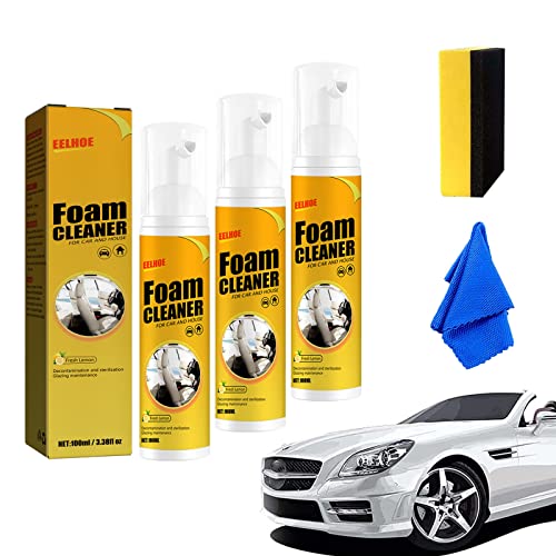 Multi-Purpose Foam Cleaner, Multifunctional Car Foam Cleaner, All Purpose Foam Cleaner, Mehrzweckschaumreiniger, Foam Cleaner for Car and House, Lemon Flavor (3PCS, 100ML)