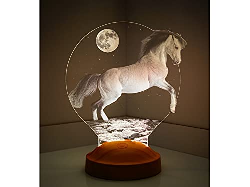 Personalisierte Geschenke mit Gravur Pferd Lampe für Kinder 3D Led Lampe Wunschtext Schlummerlicht Farbwechsel Dekor Lampe