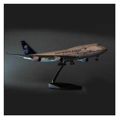 VaizA Flugzeuge Outdoor Toy 47 cm Großes Saudi-arabisches Boeing B747-Flugzeug, Modellflugzeug, Maßstab 1:160, Druckguss-Harz, Licht- Und Radflugzeug, Geschenk-Sammlung (Größe : with Light)