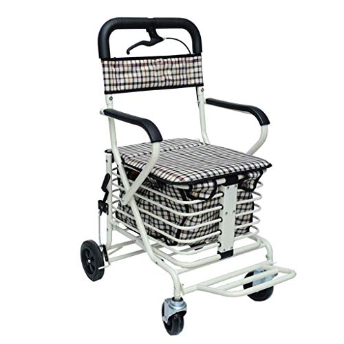 Rollator s Rollator Folding Shopping Trolley Rolling with Seat - Mobility Aid for Adult, Senior, Elderly & Handicapped-Suitable for The Elderly, Disabled