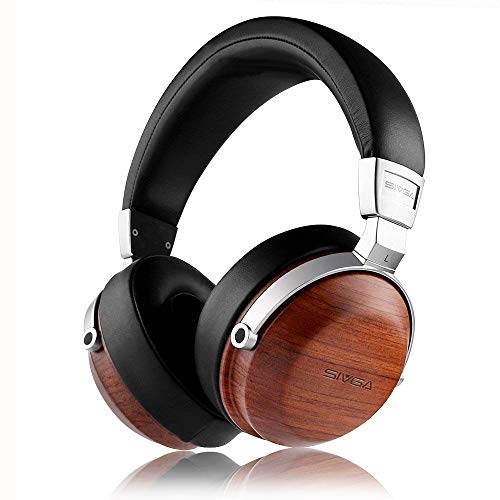SIVGA SV003 Ohrenschützer mit Holzetui und HiFi-Stereo-Sound, kabelgebundener Musikkopfhörer mit Schallschutz und natürlichem Audio-Surround-Sound, geschlossenes Design, Mahagoni