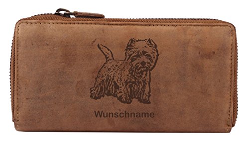 Greenburry Damen-Geldbörse PERSONALISIERT mit Hunde-Motiv West Highland White Terrier, Leder Damen-Geldbeutel