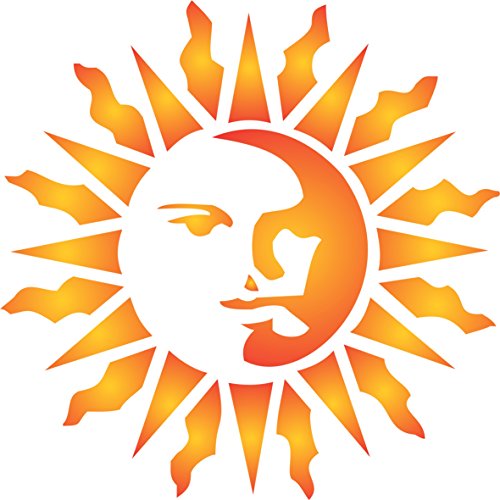 Sonnenschablone, 35,5 x 35,5 cm (XL) – Wiederverwendbare große himmlische Sonnenstrahlen-Wandschablone
