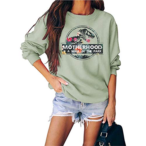 N/G Damen Motherhood is A Walk in The Park Funny Print Rundhals Langarm Graphic Sweatshirt Gr. 42, grün