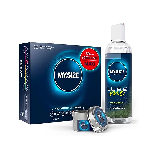 Vorteilspack MY.SIZE Kondome 60mm, 36er Pack + MY.SIZE Natural Gleitgel 250ml + MY.SIZE Massagekerze