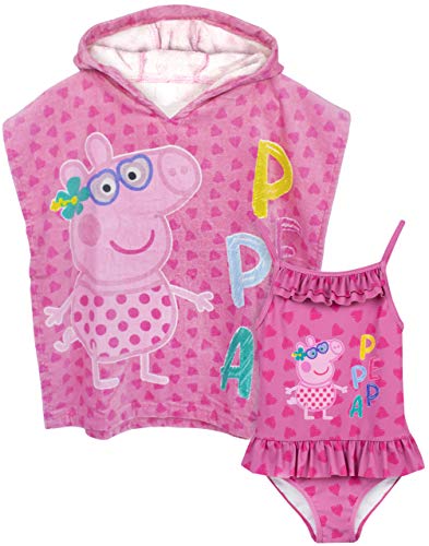 Peppa Pig Girls Badeanzug & Kapuzenhandtuch Poncho Set 12-18 Monate