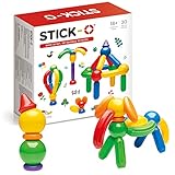 Stick-O Basic 30-Piece Magnetic Building Blocks Toy. Funky, Chunky, Grippy Pieces Perfect for Preschool Hands., Rainbow, 901003
