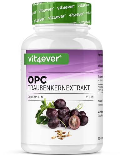 OPC Traubenkernextrakt - 300 Kapseln - 1000mg Extrakt mit 700mg OPC - Höchster OPC Gehalt nach HPLC - Laborgeprüftes OPC aus europäischen Weintrauben - Vegan - Hochdosiert