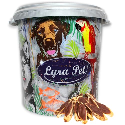 Lyra Pet® | 5 kg Kaninchenohren gefüllt mit Ente in 30 L Tonne| Getrockneter Kausnack | Wiederverschließbarer Beutel | Fettarmes Hundefutter | Ideal als Belohnung für Hunde | Reich an Nährstoffen