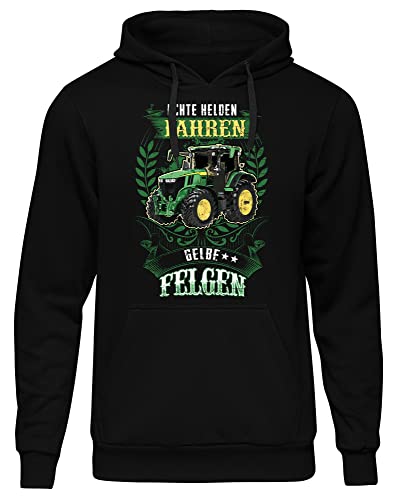 uglyshirt89 Gelbe Felgen Herren Kapuzenpullover | Bauer Pullover - Landwirt Hoodie Herren - Traktor - Spruch - Landwirt Geschenk | Schwarz (3XL)