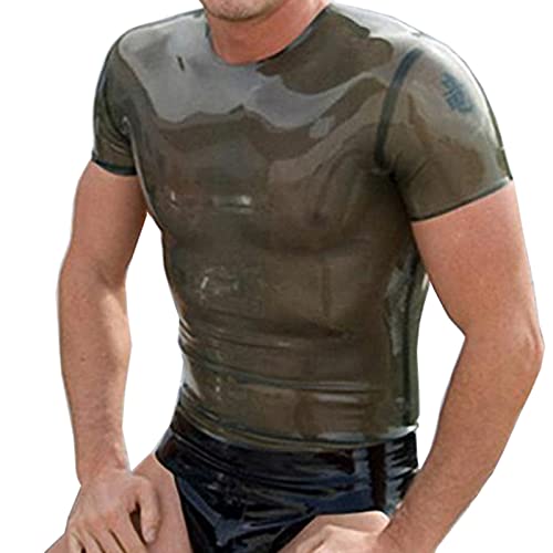 Transaprent Herren-T-Shirt aus Latex, handgefertigt, Schwarz, Größe S