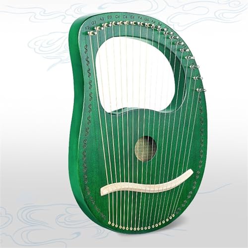 FCSHFC Harfe Instrument 16 Saiten Tragbar Anfänger 19 Saiten Musik Lyre Harfe 21 Saiten Zither Instrument Mit Gigbag Stimmschlüssel, Auswahlbox Und 2 Stück Auswahl (Color : 19-string-box style-green