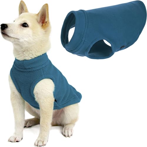 Gooby - Stretch Fleece Weste Pullover Fleece Weste Jacke Pullover für Hunde Stahlblau Größe S