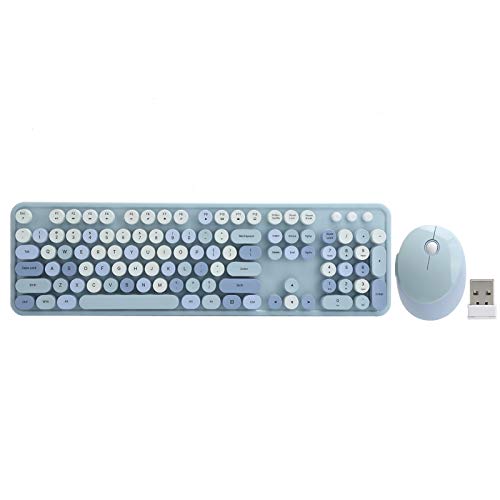 Wireless Keyboard Mouse Combo, Mechanical Keyboard Mouse Combo, für Windows XP / Win7 / Win8 / Win10, Ergonomisch, USB, 104-Tasten, Gaming-Tastatur, Für Studenten, zu Hause, Im Büro(Blau)