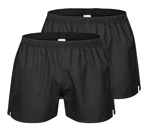 Turnhose 2er Pack Herren kurz atmungsaktiv & bequem | Sporthose Herren kurz mit elastischer Taille aus 100% Baumwolle | Shorts mit Gesäßtasche für Fitness-Training-Outdoor & als Alltagskleidung