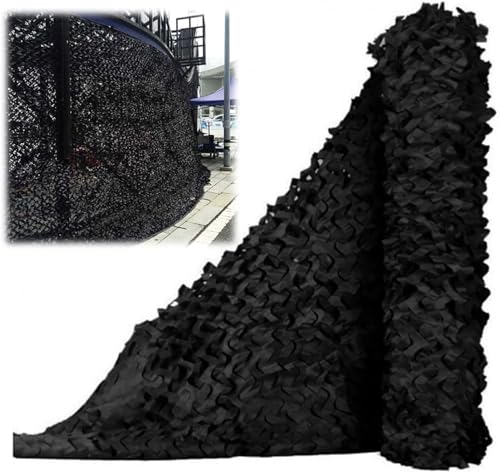 YZJL Tarnnetz, Militär-Tarnnetz, 210D faltbares schwarzes Tarnnetz, Beschattungsnetz, Jagd-Sichtschutznetz(Size:7x18m/23 * 59ft)