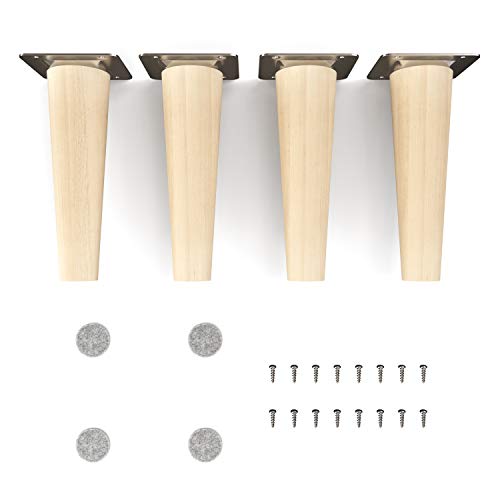 sossai® Holz-Möbelfüsse - Clif | Natur (unbehandelt) | Höhe: 15 cm | HMF1 | rund, konisch (gerade Ausführung) | Material: Massivholz (Buche) | für Stühle, Tische, Schränke etc.