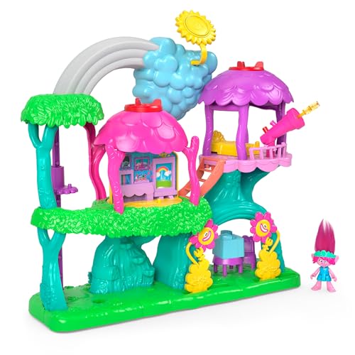 IMAGINEXT DreamWorks Trolls Regenbogen-Baumhaus - Lichter, Geräusche, Spielbereiche, bewegliche Poppy-Figur, für Vorschulkinder ab 3 Jahren, HML49