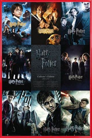 Harry Potter Poster Plakat | Bild und Kunststoff-Rahmen - Alle Film-Plakate, In Englisch (91 x 61cm)